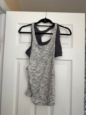 lululemon athletica Gray Space-Dye Tank with Dark Gray Built-In Bra